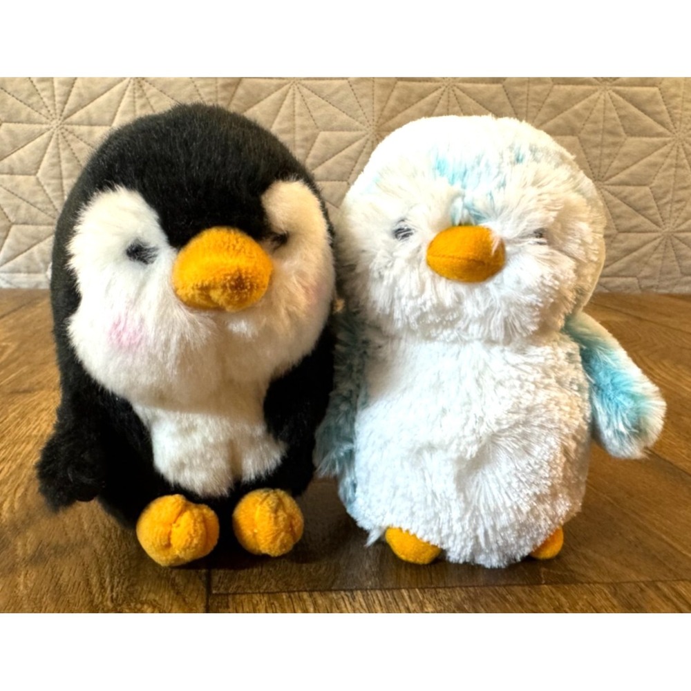 Aurora World Plush Penguin Lot Blue Pom Pom Rolly Pet Peewee Stuffed Animal Toys